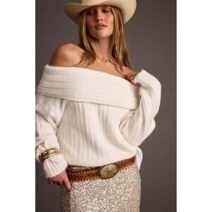 12th Tribe Pamela Ivory Off the Shoulder Sweater Size S